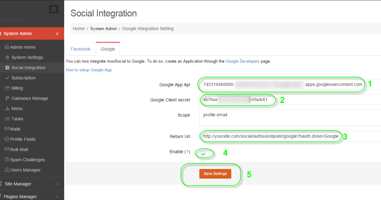 Instructions for Creating Facebook, Google, Twitter and LinkedIn Login Apps